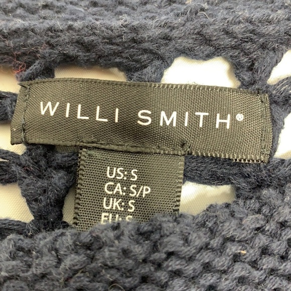 WOMEN’S Willi Smith Navy Blue Open Knit Sweater Size Small - Picture 4 of 5